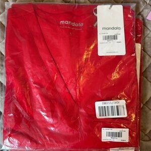 Mandala Red V-Neck Scrub Top